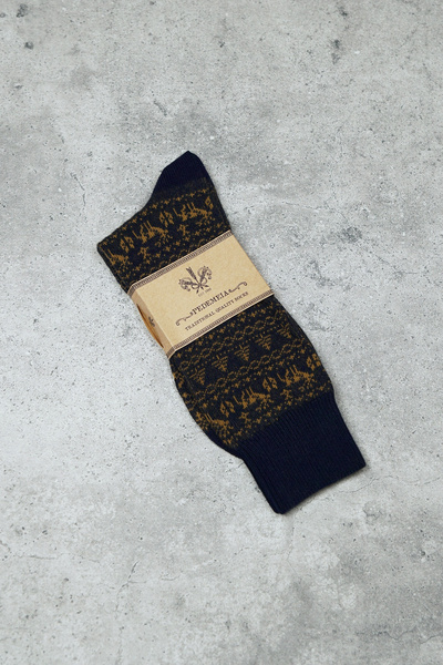 Skarpety świąteczne - granatowe w złote renifery (Portugalia)