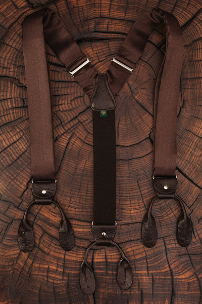 Premium Issue - brązowe jedwabne szelki na guziki