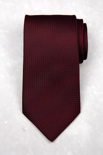 Krawat jedwabny z grenadyny - bordowy (dark bordeaux)