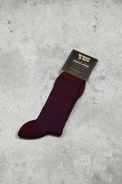 Skarpety bordowe w niebieski prążek - Proper Socks (USA)