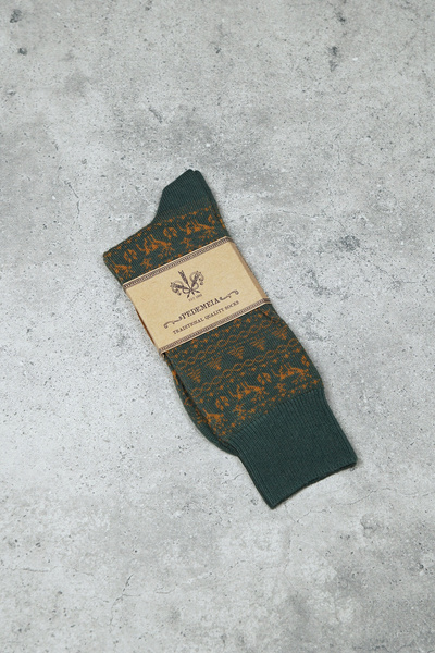 Skarpety świąteczne - szałwiowe w złote renifery (Portugalia)