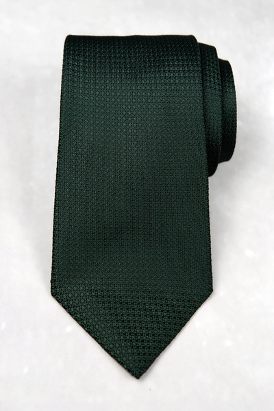 Krawat jedwabny z grenadyny - ciemnozielony (bottle green)