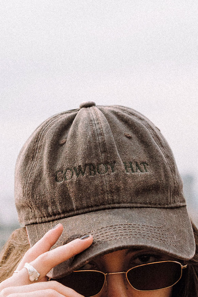 COWBOY HAT - czapka z daszkiem ze spranego denimu (brązowa)