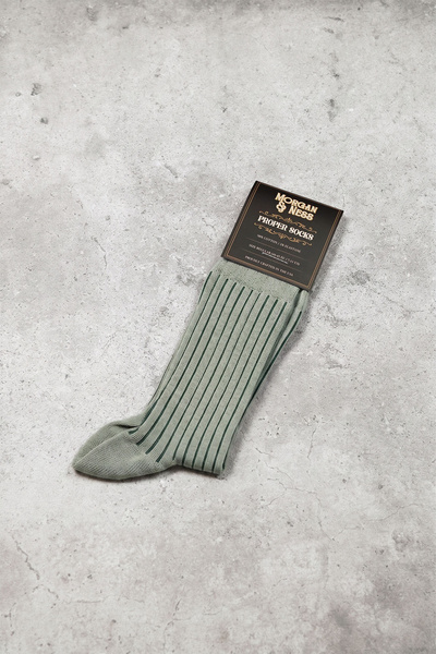 Skarpety miętowe w ciemnozielony prążek - Proper Socks (USA)