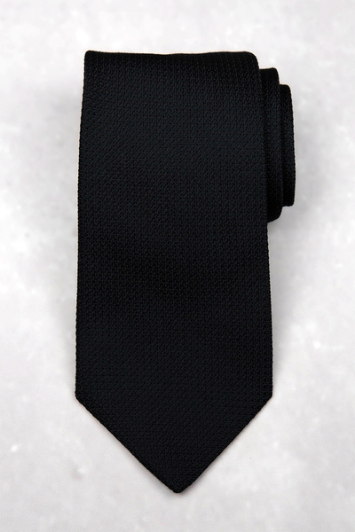 Krawat jedwabny z grenadyny - czarny (onyx black)