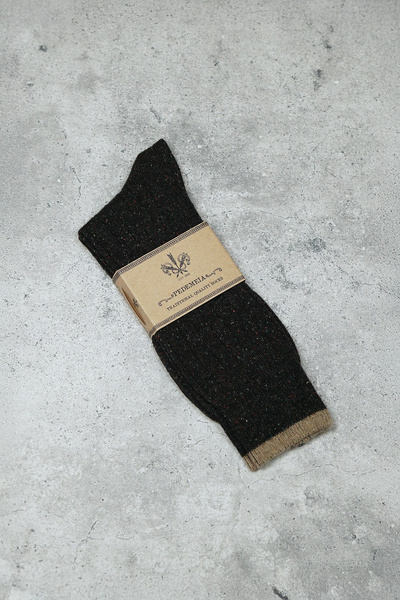 Skarpety 'donegal tweed' - czarne z wełną (Portugalia)