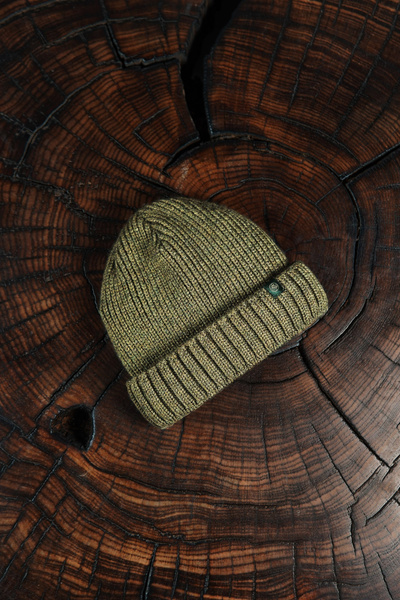 Czapka-dokerka z wełny merino - oliwkowa (Olive Drab)