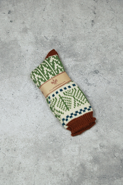 Skarpety 'fair isle' wełniane z kaszmirem - wzór II (Portugalia)