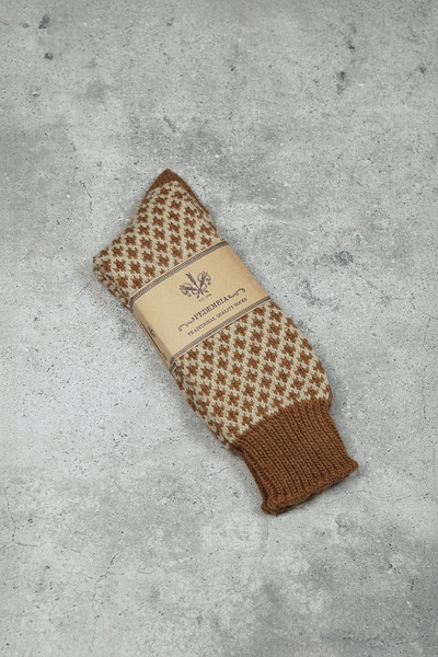 Skarpety wełniane z kaszmirem - kremowe/kawowe z kaszmirem (Portugalia)