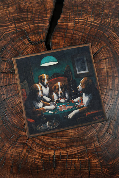 Poszetka lniana “Psy grające w pokera” (Cassius Marcellus Coolidge) - Art Series