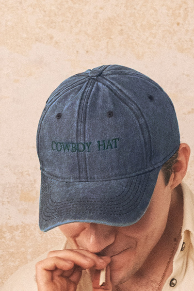 COWBOY HAT - czapka z daszkiem ze spranego denimu (granatowa)