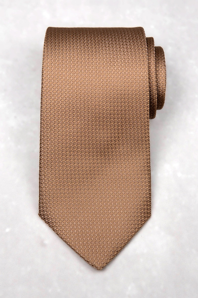 Krawat jedwabny z grenadyny - beżowy (golden sand)