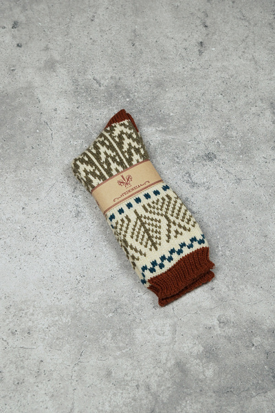 Skarpety 'fair isle' wełniane z kaszmirem - wzór I (Portugalia)