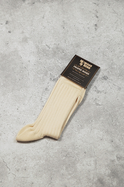 Skarpety beżowe/śmietankowe w prążek - Proper Socks (USA)