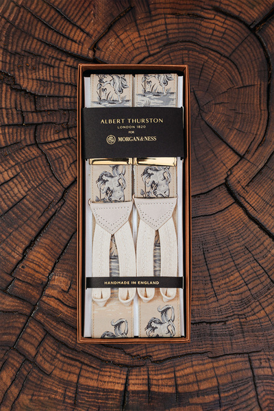 Pale Nymph - kremowe szelki jedwabne na guziki Albert Thurston II