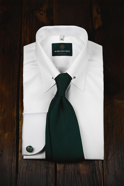 New York - koszula formalna biała pin collar