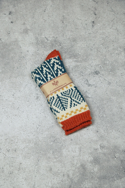 Skarpety 'fair isle' wełniane z kaszmirem - wzór III (Portugalia)