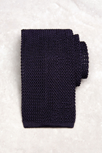 Krawat jedwabny dziergany (knit) - fioletowy (plum)