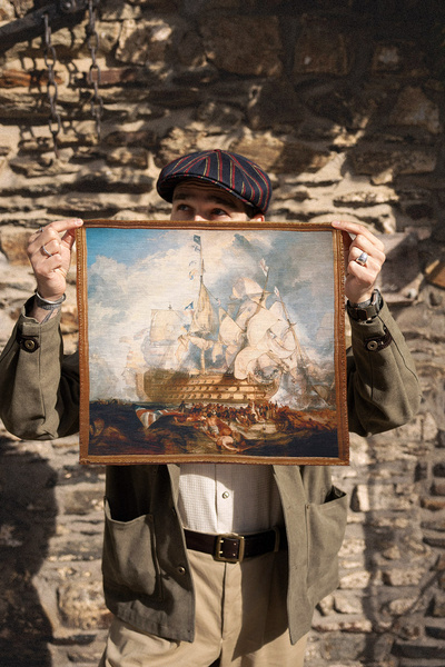 Poszetka "The Battle of Trafalgar" (J.M.W. Turner) len/jedwab - Art Series