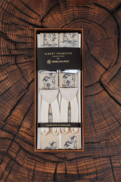 Pale Nymph - kremowe szelki jedwabne na guziki Albert Thurston I