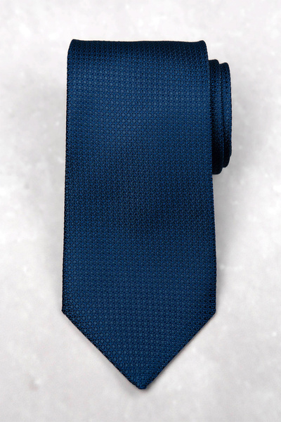 Krawat jedwabny z grenadyny - granatowy (navy blue)